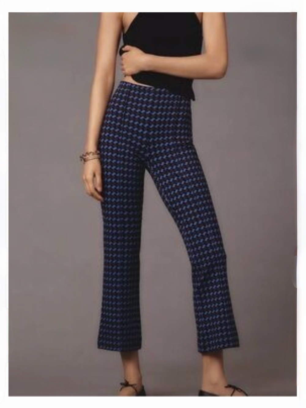 Anthropologie Maeve The Margot Pants Navy Blue Argyle Size XS